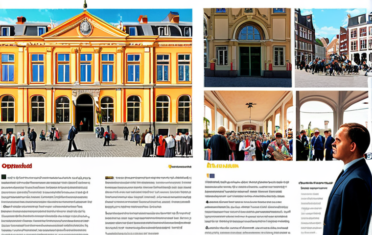 **Image Prompt:** A split-screen illustration. On one side, the "Rijksoverheid": a grand building with officials in formal attire discussing policy documents. On the other side, "Gemeente": a vibrant town square where city workers are interacting with residents, maybe organizing a street fair. The overall style should convey the contrast between national policy and local implementation, highlighting the differences in work environment.