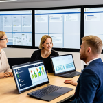 **

A diverse group of Dutch civil servants collaborating on a project in a modern, open-plan office. Some are looking at a PRINCE2 project plan on a large screen, others are discussing ideas. Focus on collaboration, project management, and the modern work environment within the "ambtenarij" (civil service). The atmosphere should be positive and efficient.

**